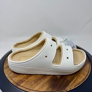 Crocs Classic Cozzzy Sandal White/Shitake Men's 10/ Women's 12 NWT 208963-1MZ